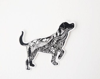 Hiking Dog Sticker  3"  size Weatherproof and durable, Outdoor sticker, Travel sticker, Wanderlust, Mountains, Moon , Trees