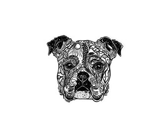 Ornamental Bulldog Sticker, Weatherproof Vinyl Decal, Dog Lover Gift