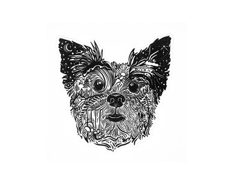 Yorkie Sticker, Weatherproof Vinyl Dog Decal, Wild Slice