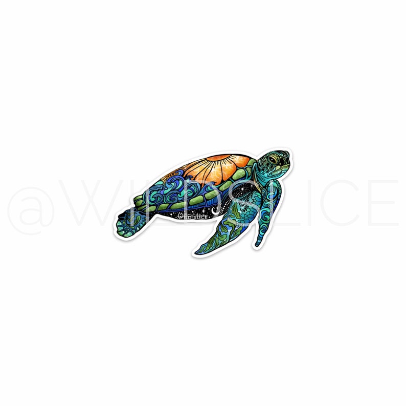 Sea Turtle sticker 4 Weatherproof and durable, Outdoor sticker, Travel sticker, Wanderlust, Galaxy, Moon sticker, Ocean sticker image 1