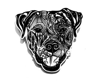Pitbull Vinyl Sticker, Dog Lover Gift, Wild Slice Decal (4 inch)