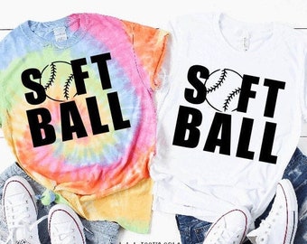 Tie Dye Softball Shirt | Girls Ladies Pink Black Gray Top Fun Trendy Sport Coach Parent Child Softball Season | Practice Game Team Mom Gift