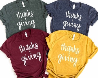 Thanks + Giving Shirt | Thanksgiving Top | November Top Autumn Fall Shirt for Moms Teachers Women Turkey Day Outfit Clothes Gift Trendy