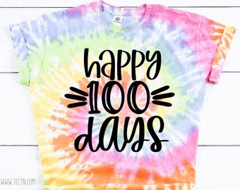 Tie Dye 100 Days Shirt: Pastel Spiral, School Celebration