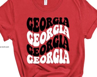 Georgia Wavy Retro Shirt: Game Day Football Tee
