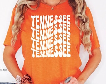 Tennessee Wavy Design Shirt | Groovy Retro Football Top | Orange and White Shirt | Adult Youth Tailgating Game Day Outfit | Saturday Tee