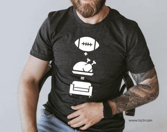 Football Turkey Couch Thanksgiving Shirt: Funny Men's Fall Top