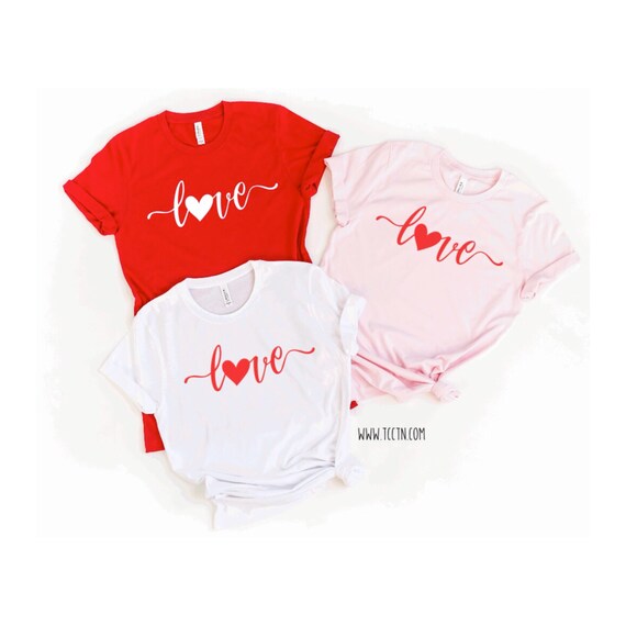 Love Shirt Valentine's Day Red White Pink Tops Valentine - Etsy