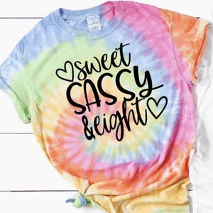 Sweet Sassy Eight Birthday Shirt: Girl&#39;s Tie Dye 8th Bday Outfit