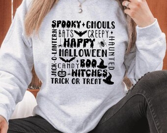 Spooky Ghouls Halloween Sweatshirt: Witches Season Fleece Pullover
