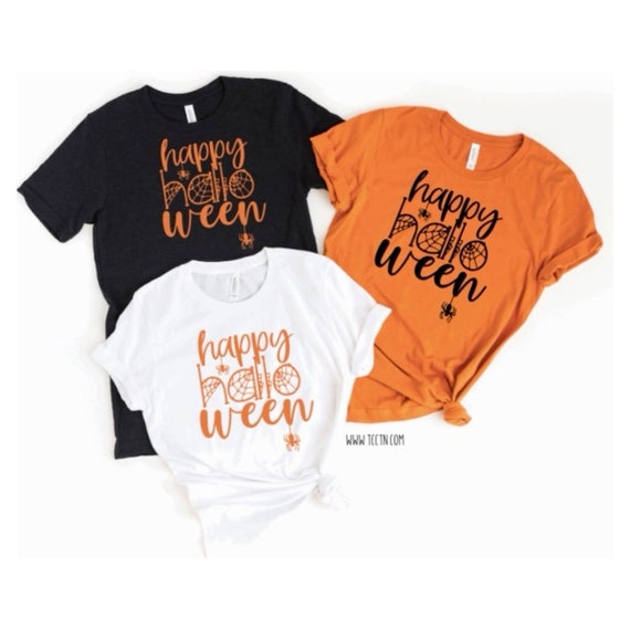 Happy Halloween Shirt With Spider Accents Ladies Girls Toddler Orange Black  White Top Trendy October Fall Pumpkin Fall Autumn Teacher School - Etsy  Canada