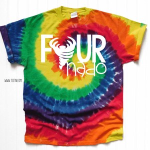 Tie Dye Fournado 4 year old Birthday Shirt Four Years Old Tornado Four nado Top Trendy Fun 4 year old birthday Clothing Gift Outfit Party Rainbow Tie Dye