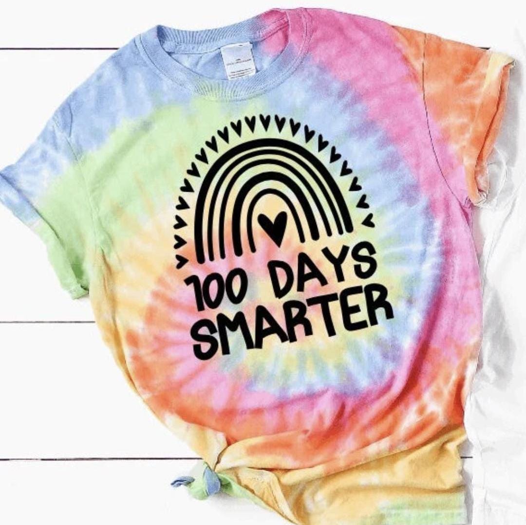 100 Days Smarter With Rainbow and Heart Accents Shirt | 100th Day of ...