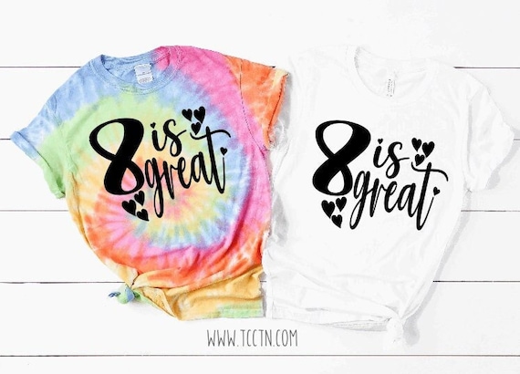 Eight - 8th Birthday Shirt For Girls, Heart Design Eight - 8th Birthday Shirt For Girls, Heart Design
