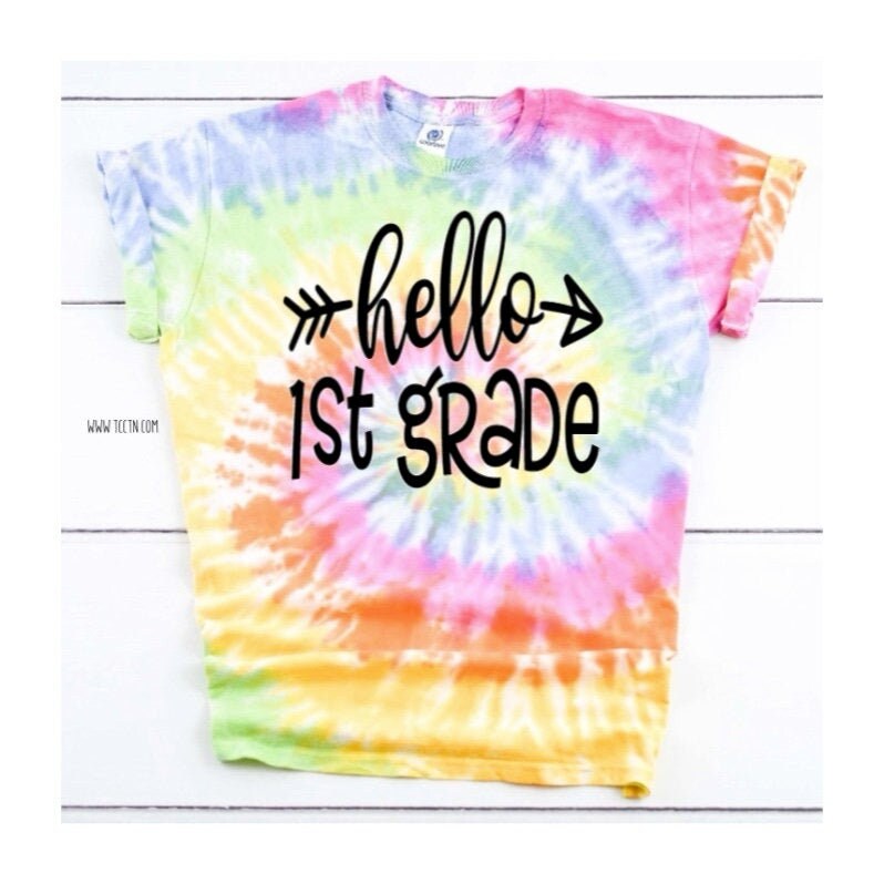 Tie Dye Hello Grade with Arrow Back to School Shirt Girls Pre-K Kinde…