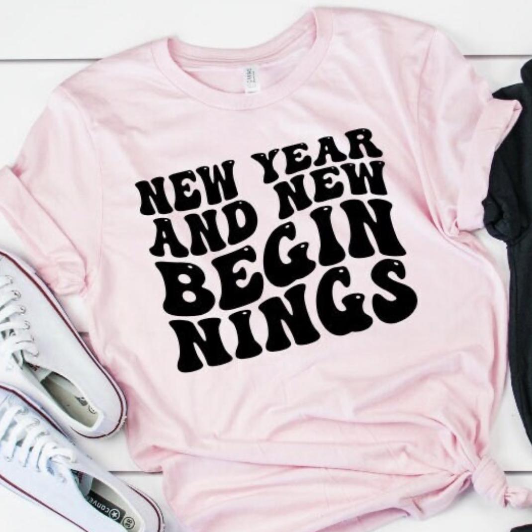 New Year and New Beginnings Shirt | Pink Black White Heather