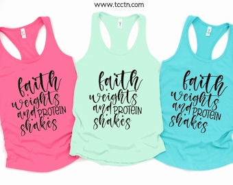 Faith Weights Protein Shakes Tank Top - Workout Racerback Gym Fitness