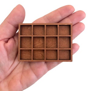 MINIATURE PRINTER TRAY | Dollhouse Decor Drawer | Version #4 | 12 Slots | Tiny Trinket Curio Shelf | Shadow Box | 1:6 or 12 Scale
