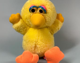 Pluszowa zabawka Hasbro Softies Big Bird z lat 80. – Ulica Sezamkowa – Wyprodukowano w Korei
