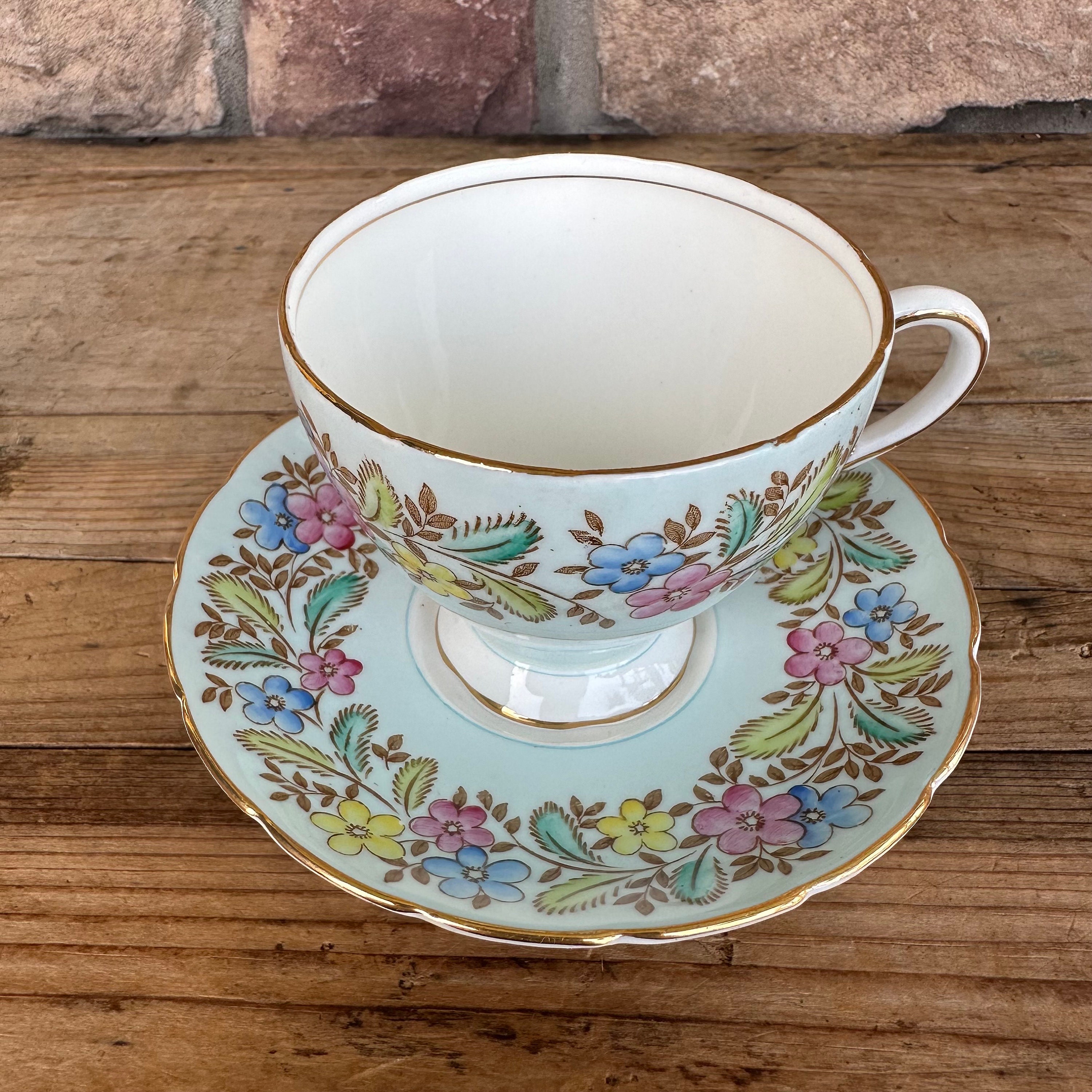 Vintage Foley English Bone China Tea Cup and Saucer - Floral Pattern on ...