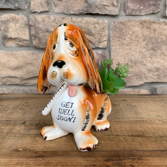 HOUND DOG/HOUND DOG 35th ANNIVERSARY「OU… Vintage 1966 Get Well Soon Hound Dog Flower Pot Rubens #402