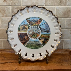 Vintage Colorado Souvenir Zustand Teller Dekorative Sammler Kleine Reise Urlaub Retro Wand Dekor, Kitsch Teller