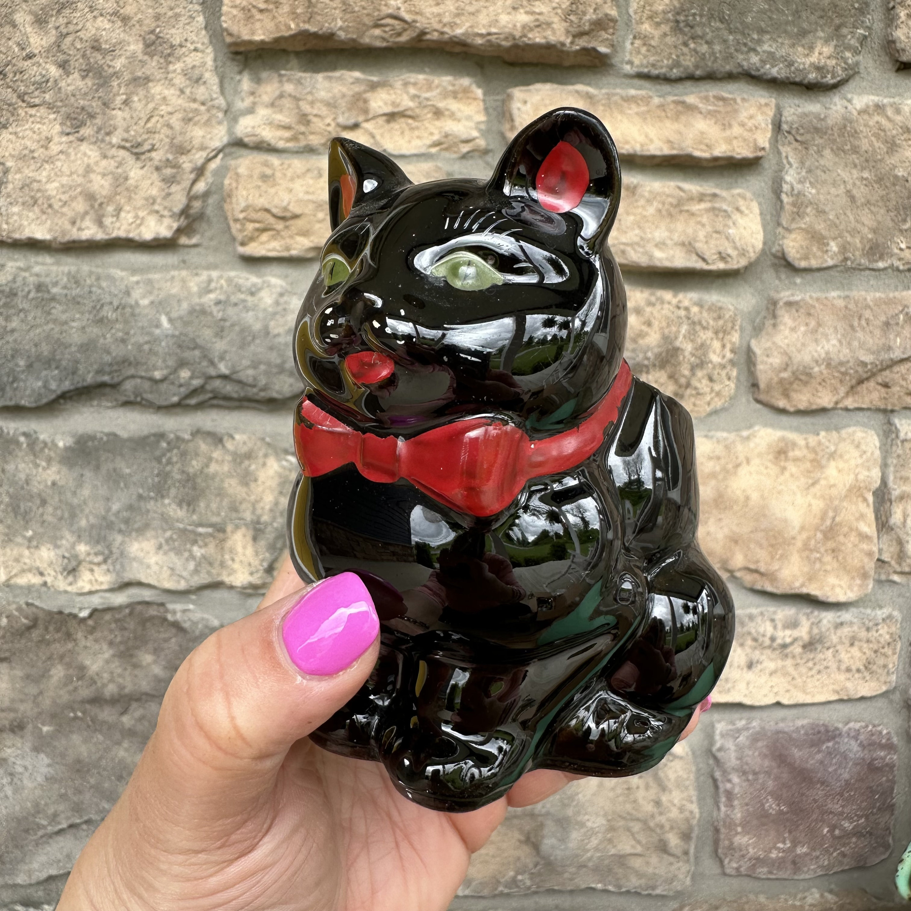 Vintage Shafford Black Cat Bow Tie Planter Made in Japan