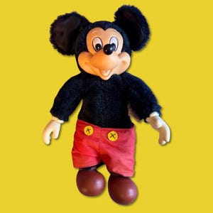 1980s Walt Disney Productions Mickey Mouse 9&quot; Plush – Vintage Applause Stuffed Toy with Rubber Face