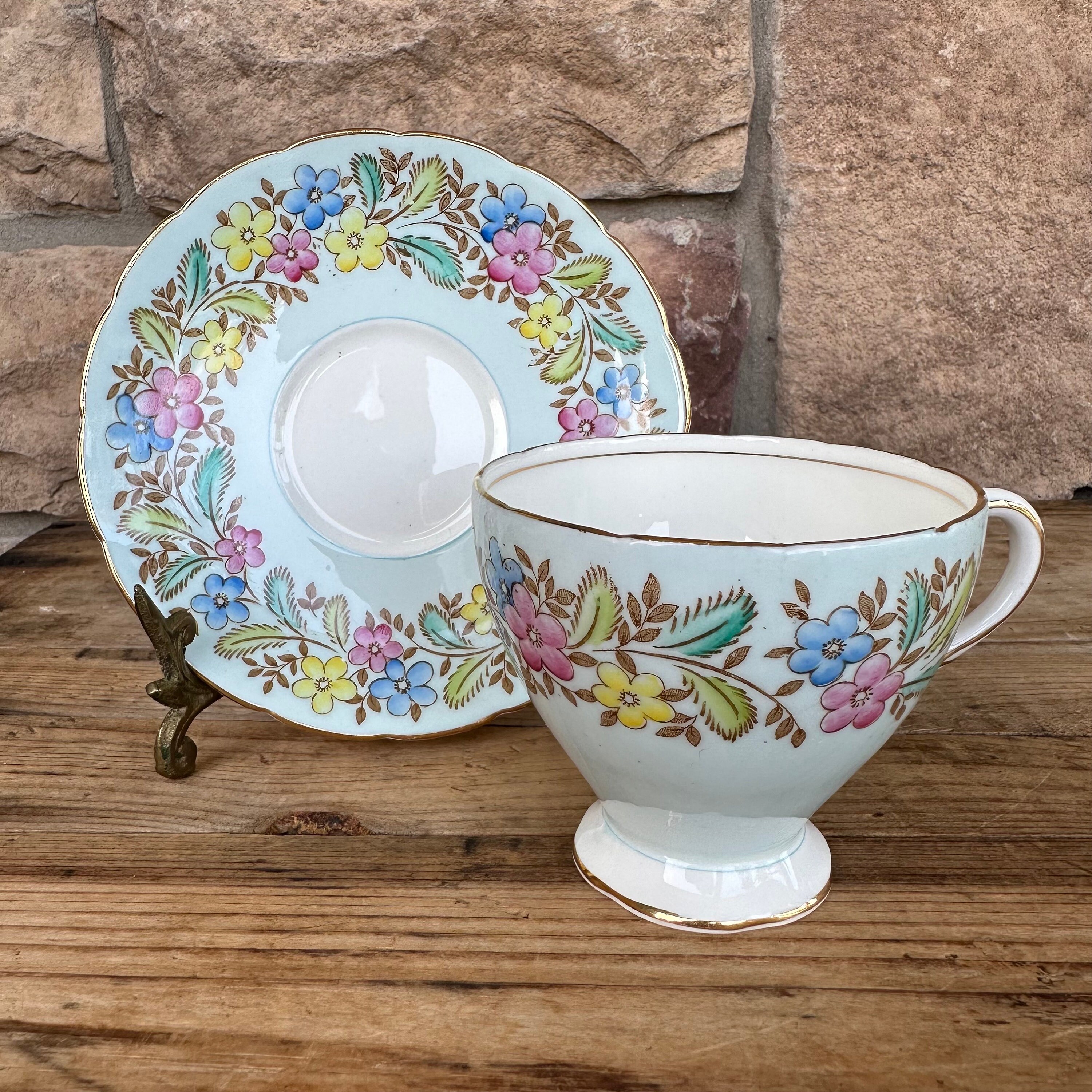 Vintage Foley English Bone China Tea Cup and Saucer - Floral Pattern on ...
