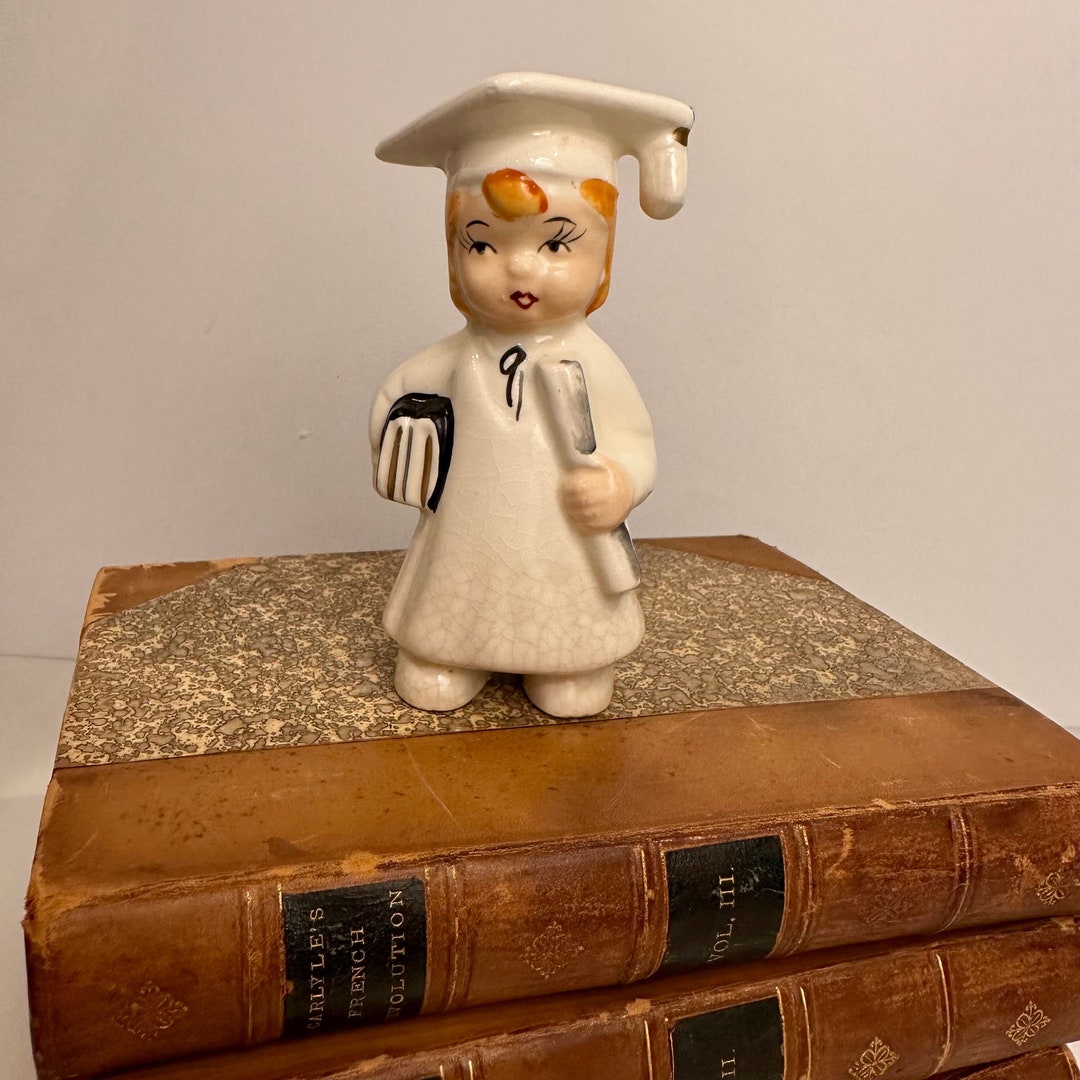 Vintage Graduate Girl Ceramic Figurine, Graduation Gift, Japan Ceramic