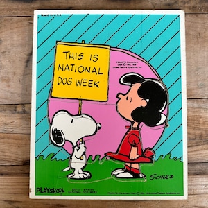 Vintage Snoopy Wooden Playskool Puzzle, National Dog Week