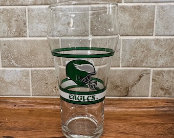 Philadelphia Eagles Coca Cola NFL Drinking Glass / Eagles Pint Glass / Vintage Collectible Drinkware