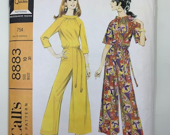 McCall's 8883, Talla 10 Busto 31" Misses' PANTDRESS en dos versiones, Patrón de costura circa 1967, Sin cortar