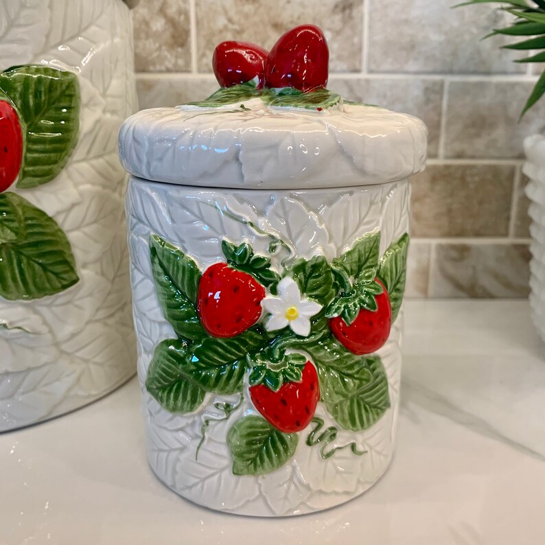 Retro Strawberry Canister Set / Sears Roebuck & Co Strawberry Etsy
