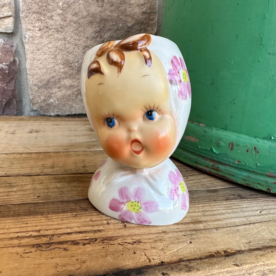 Vintage Baby Girl Head Vase Made in Japan Adorable Nursery Etsy