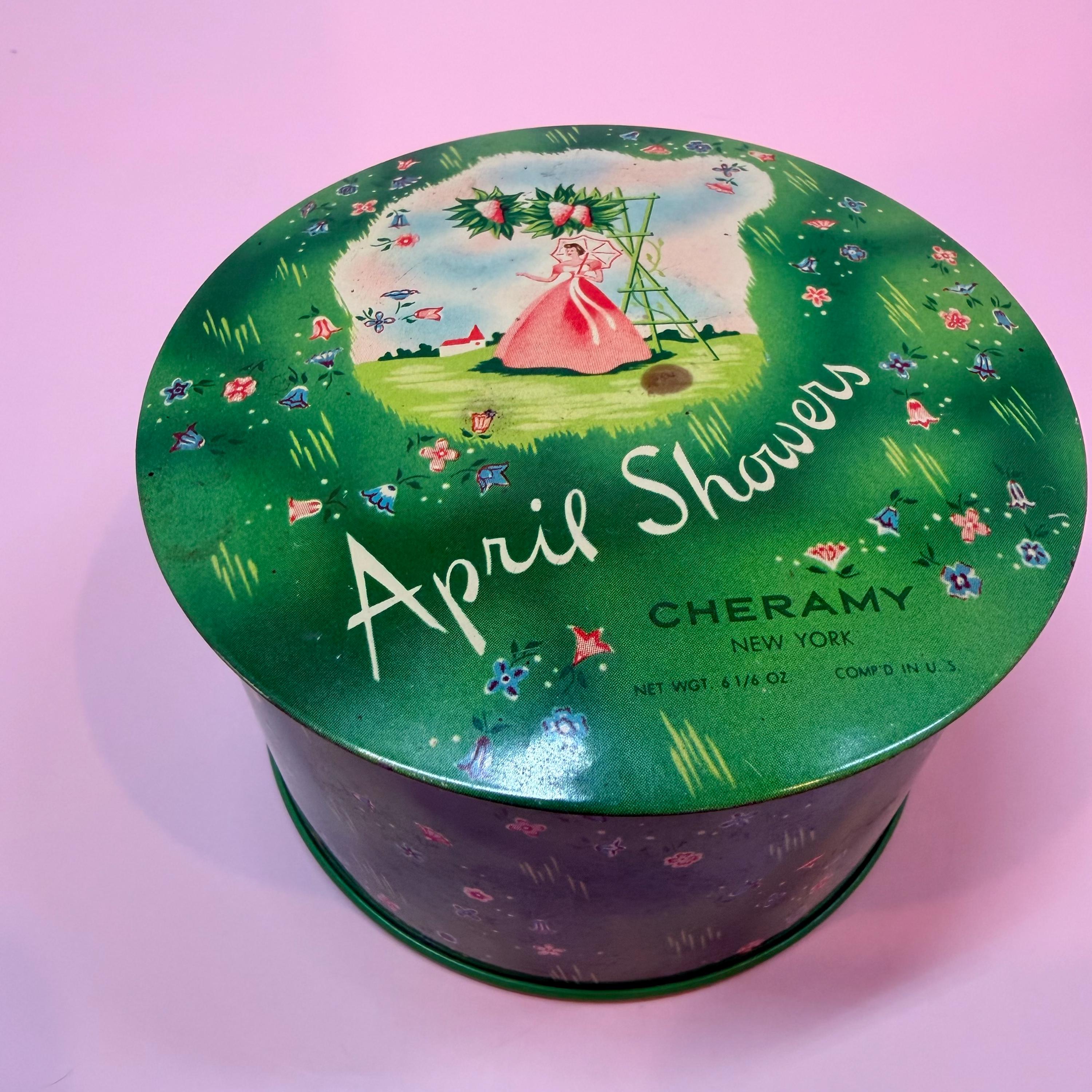 Vintage Cheramy “april Showers” Powder Tin – New York – Decorative