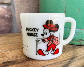 Vintage Mickey en Minnie Mouse-mok - Federaal melkglas Disney Souvenir