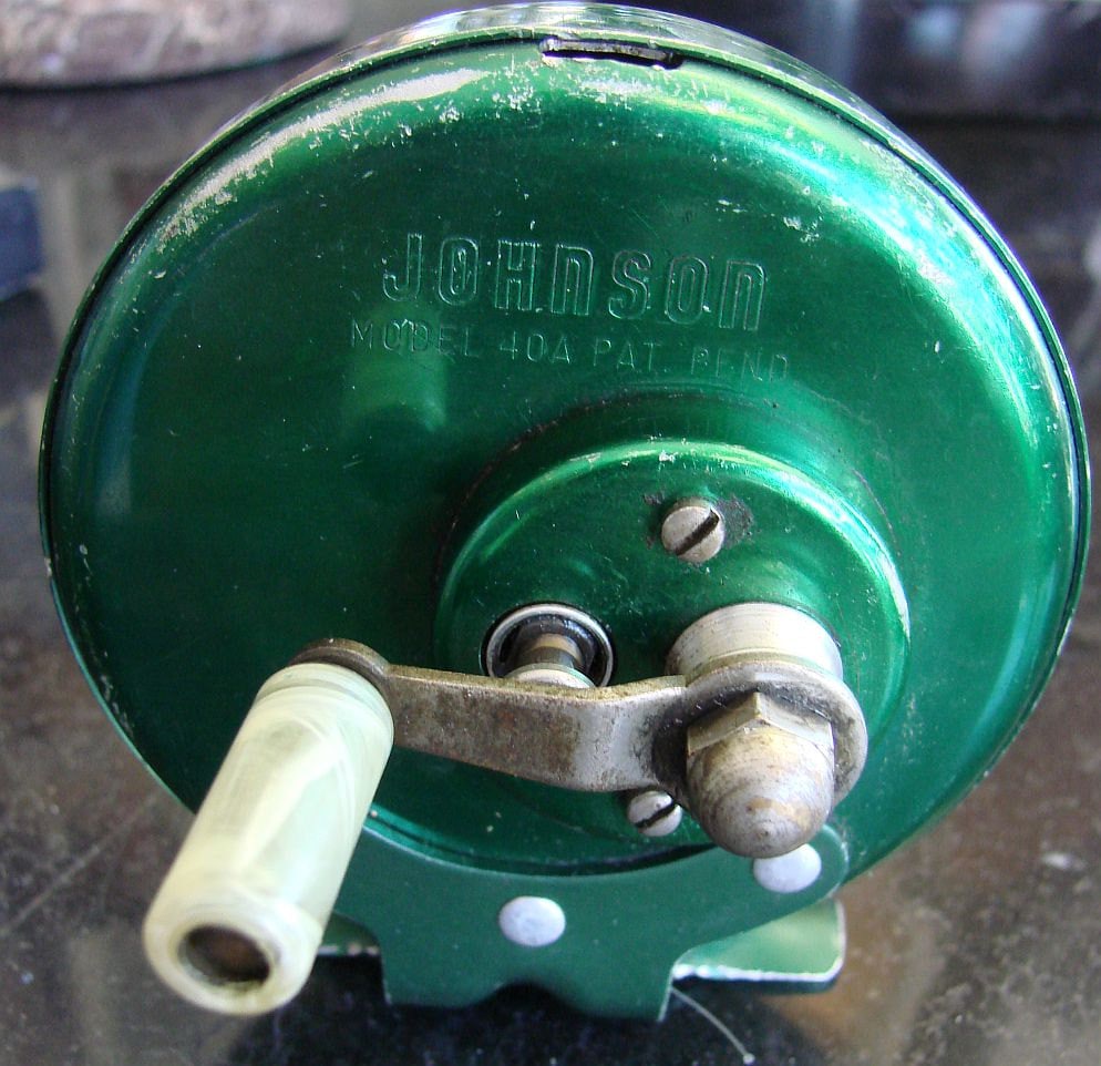 Vintage FISHING REEL JOHNSON Model 40a Green Metal Reel Etsy