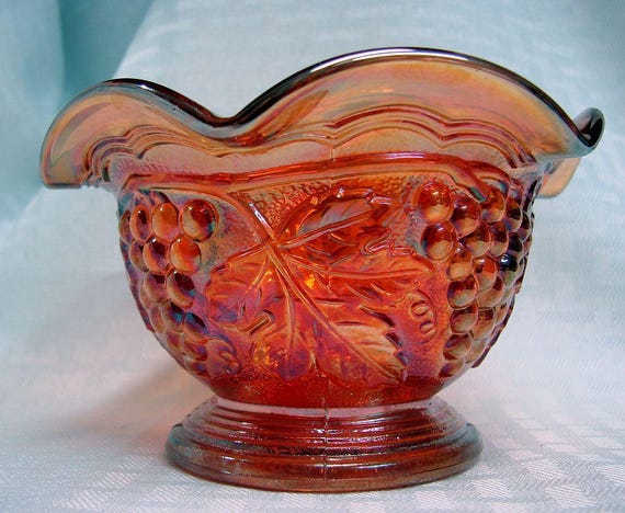 Vintage Carnival Glass Bowl Depression Glass Ruffle Dish Imperial Glass Carnival Glass Compote Vintage Carnival Glass Bowl Depression Glass Ruffle Dish Imperial Glass Carnival Glass Compote