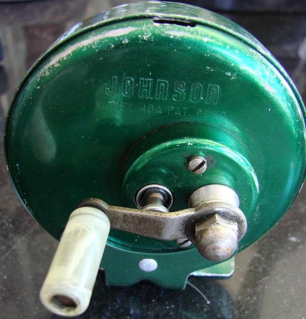 Vintage FISHING REEL JOHNSON Model 40a Green Metal Reel Etsy