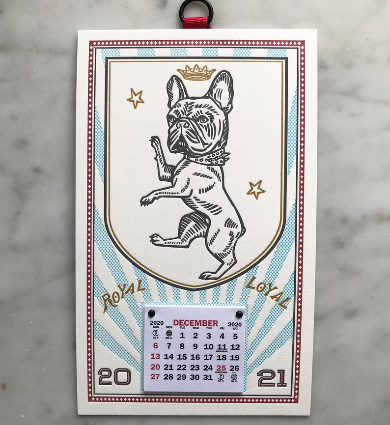 French Bulldog Art desk Calendar for 2021 Handmade Etsy
