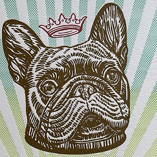 French Bulldog Art desk Calendar for 2024 Handmade Letterpress; A gift for Frenchie lovers! Gaze at the Loyal, Royal Canine all year long!