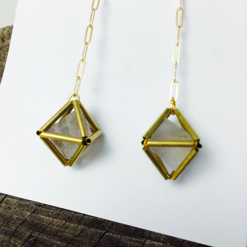 Fluorite Diamond Matrix Earrings