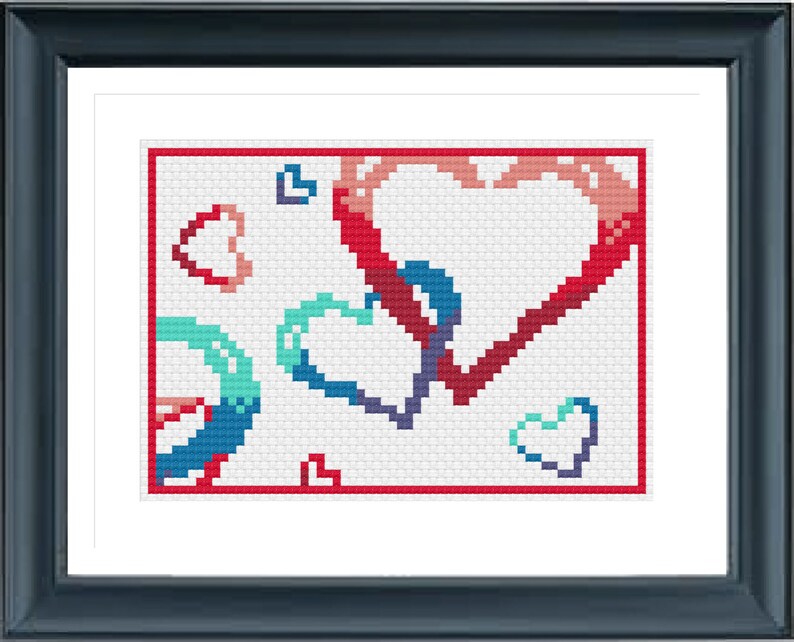 Love Hearts Cross Stitch Pattern PDF Counted Cross Stitch | Etsy