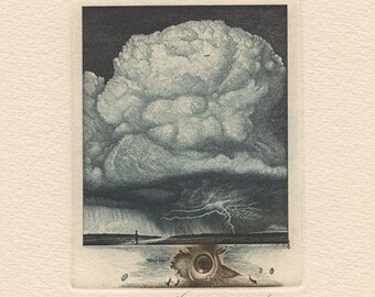 Etching, Aquatint Print &quot;Summer Cloud&quot; by Marin Gruev