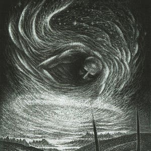Creature of Light, Mezzotint Etching by Marin Gruev