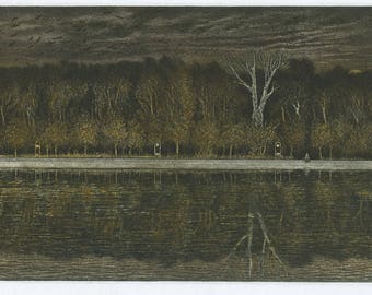 Reflections by the Old White Tree, Etching by Marin Gruev