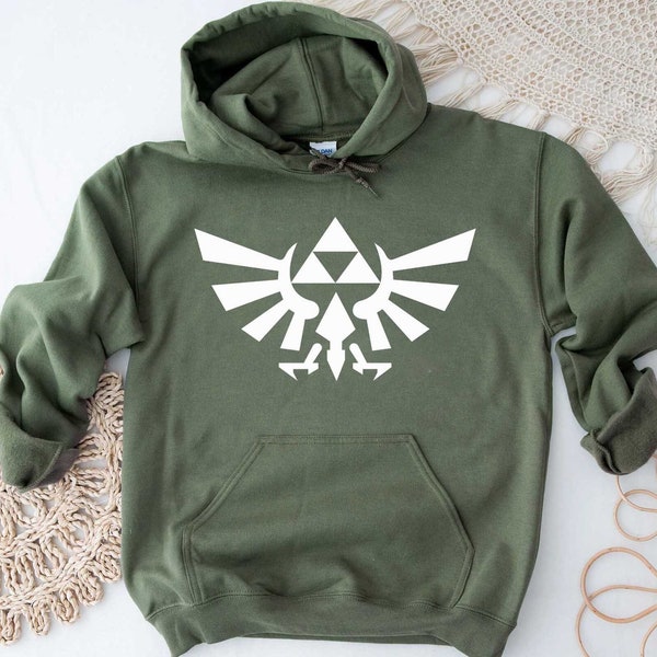 Zelda Triforce Hoodie, Legend of Zelda Skyward Sword Hooded Sweatshirts Adult and Kids (No drawstrings) Sizes