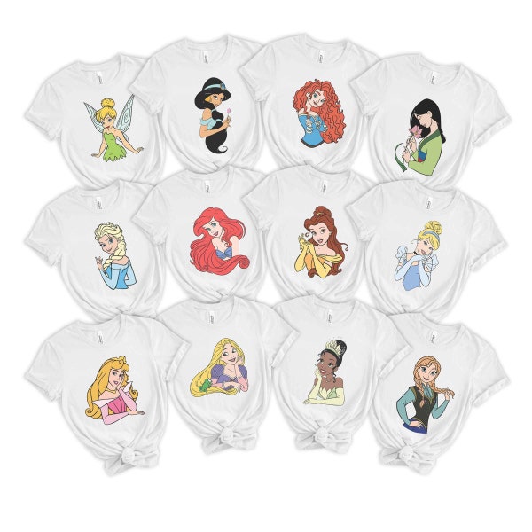 Disney Princesses Shirt, Princess Character Shirt, Group Halloween Costume Shirts Adult Men's S-3XL | Youth Kids | Ladies | Baby sizes