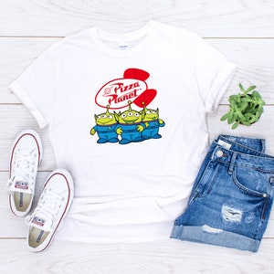 Toy Story Pizza Planet Aliens T-shirt Toy story land shirts available in Adult Unisex Men&#39;s S-3XL | Youth Kids | Ladies | Baby sizes -ts9-